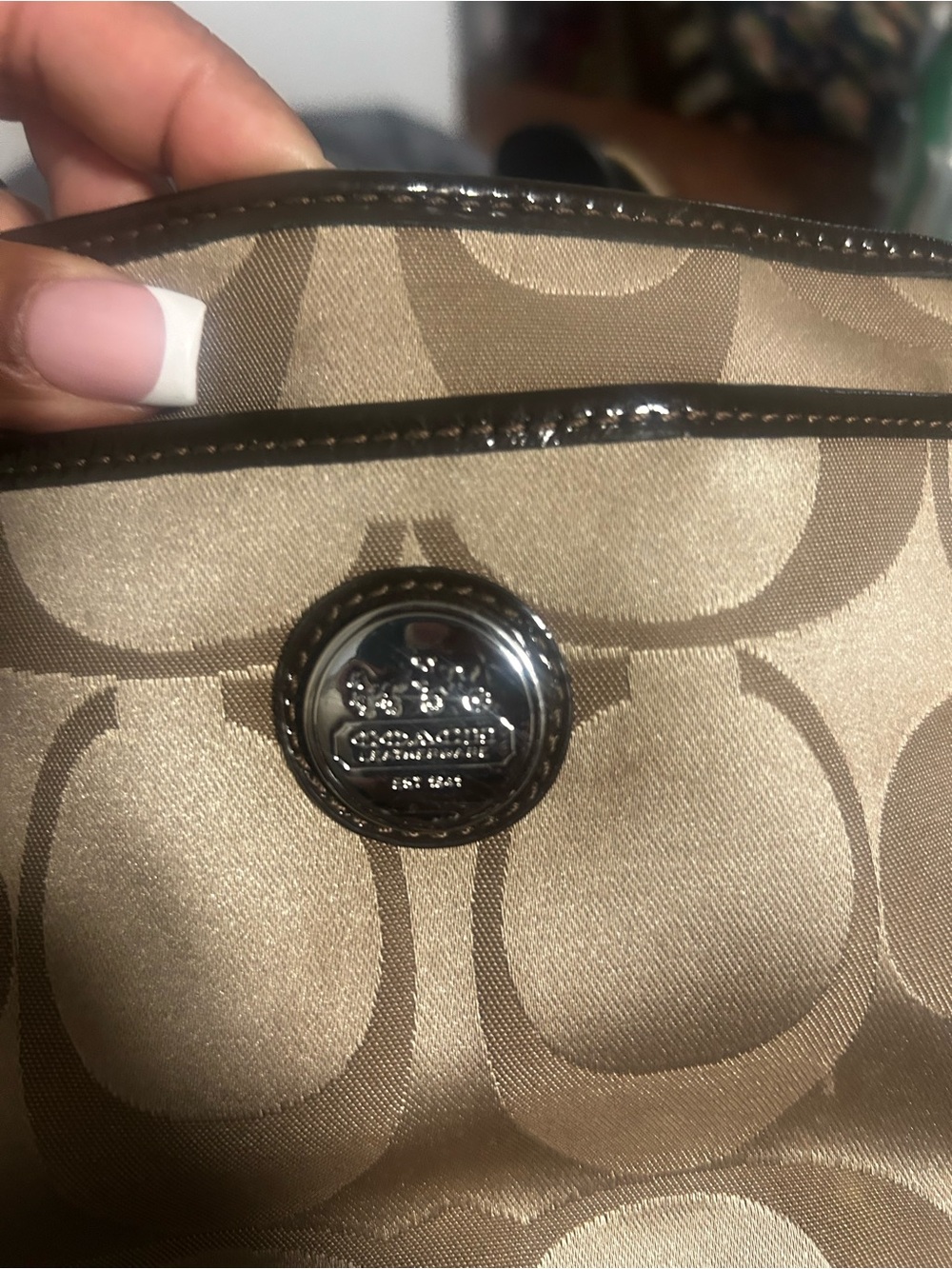 Coach Tan Signature Crossbody Bag with Brown Trim - Picture 5 of 5